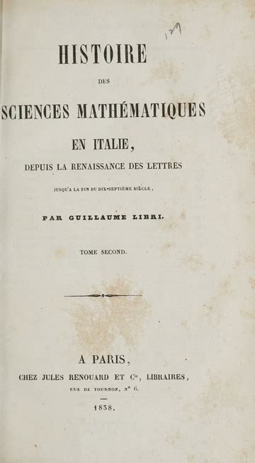 Histoire des sciences mathématiques en Italie depuis la renaissance