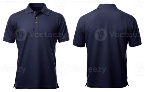 Plain Navy Or Dark Blue Polo T Shirt Mockup Design Front And Back