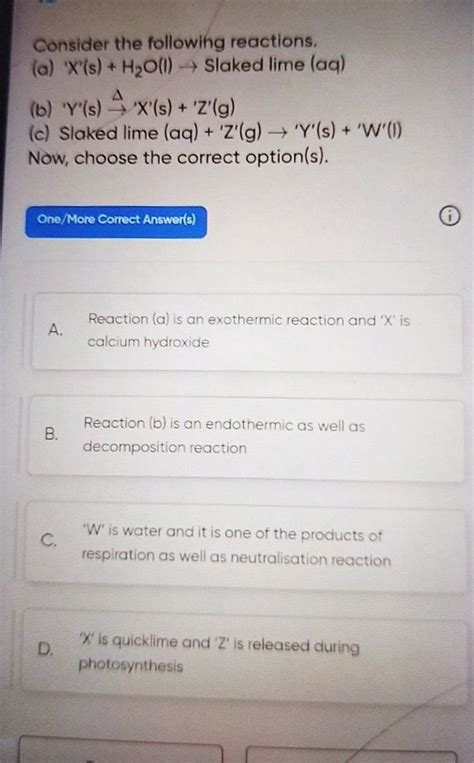 Consider The Following Reactions A X S H2 Oi→ Slaked Lime Aq