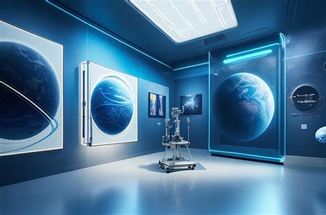 Premium AI Image | Futuristic Space Art Gallery Lab