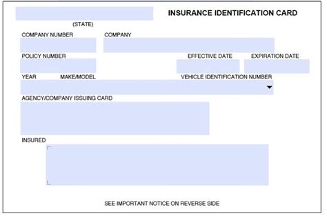 Blank Fillable Auto Insurance Card Template Fillable Form 2024