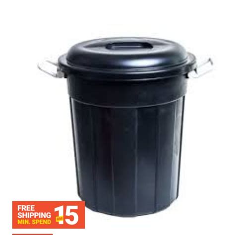 12 Gallon Plastic Garbage Dustbin Trash Pail With Cover Tong Sampah