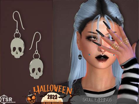 Playerswonderland S Skull Earrings Skull Earrings Sims Piercings