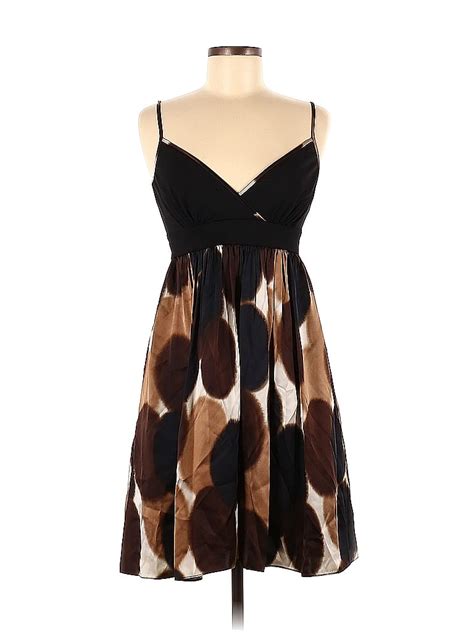 Maggy London 100 Silk Multi Color Brown Casual Dress Size 6 79 Off