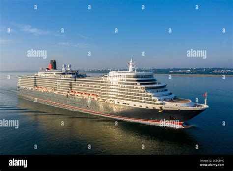 Queen Elizabeth Cruise Ship Arriving At Southampton Port No Passengers