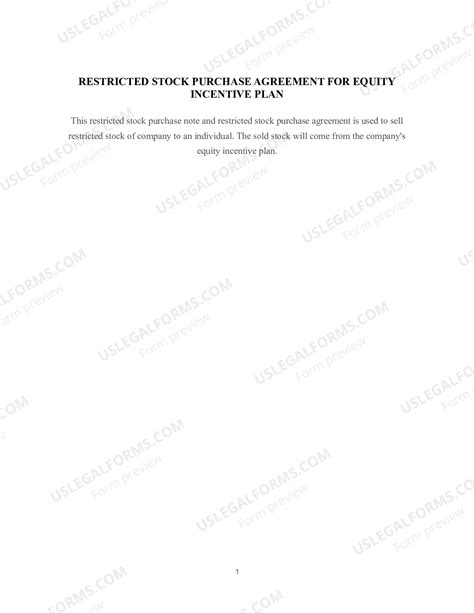 Washington Restricted Stock Purchase Agreement for Equity Incentive