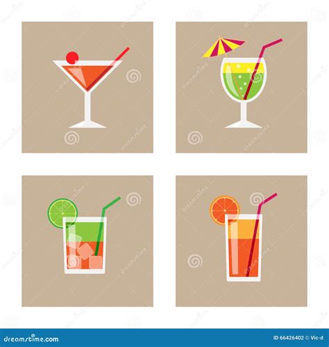 Cocktail Icon Set Vector Stock Vector Illustration Of Glass 66426402