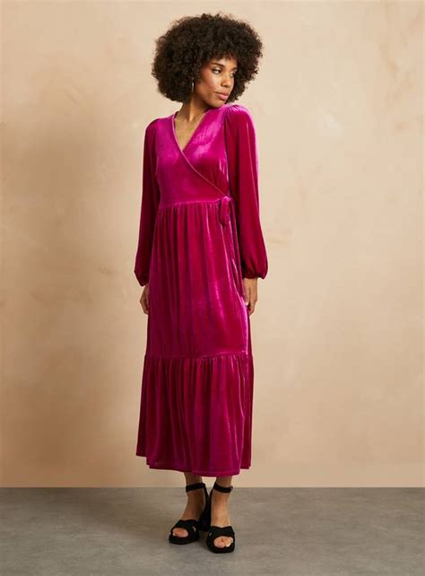 Buy Everbelle Pink Velvet Wrap Dress 6 Dresses Tu