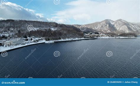 Lake Toya during Winter Season Stock Photo - Image of mountain ...