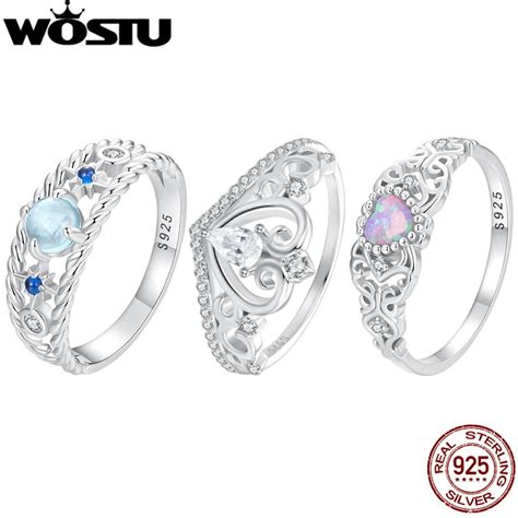 Wostu Anillo De Plata De Ley Original Para Mujer Sortija De Palo