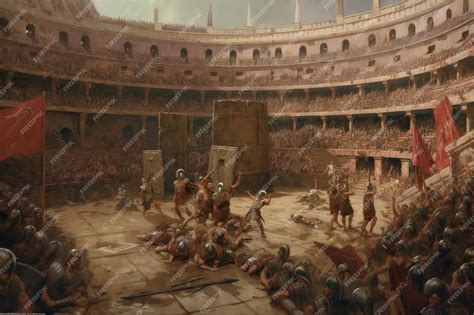 Premium AI Image | Gladiators fighting in colosseum surrounded by ...