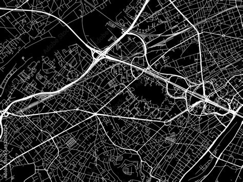 Vector road map of the city of Nanterre in France on a black background. Stock Vector | Adobe Stock