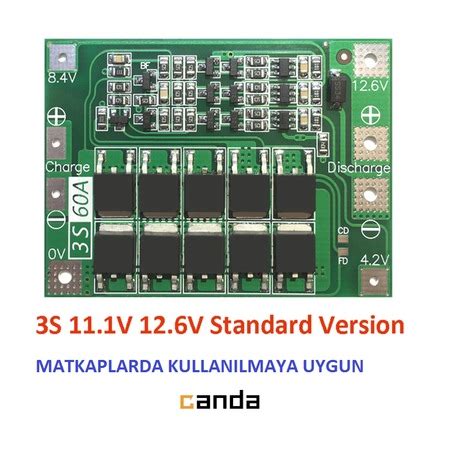 3S 60A 12 6V Standart Lityum 18650 Bms Pil Batarya Koruma Modülü