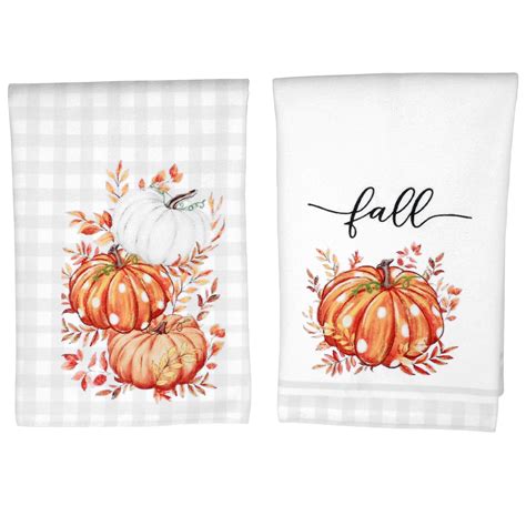 Civg Pcs Fall Kitchen Towels Inch Pumpkin Fall Dish Towels