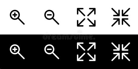 Zoom Icon Set Zoom In And Zoom Out Stock Vector Illustration Of