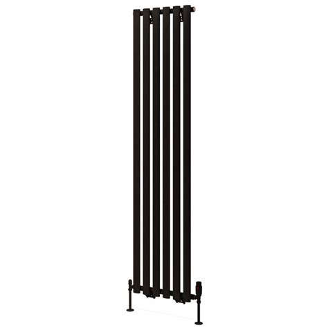 Eastbrook Tunstall Vertical Matt Black Designer Radiator 1800mm X 420mm