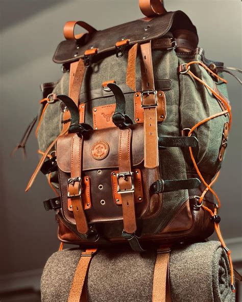 Limited Handmade Waxed Canvas Backpack L Leather Backpack Daily Use