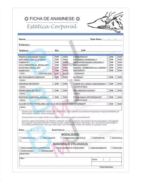 Bloco Ficha Anamnese Estetica Corporal 100 Folhas 15x21 Outros