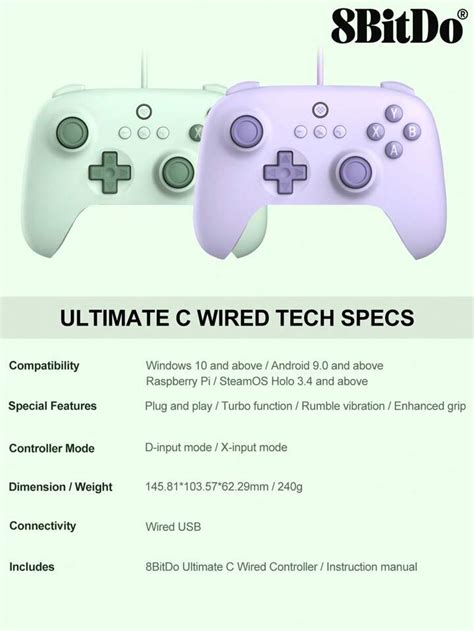 Controlador Con Cable Bitdo Ultimate C Para Windows Pc Android Steam