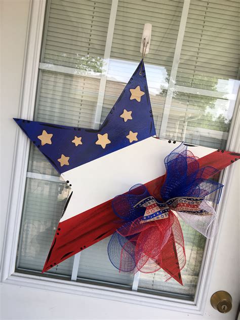 Pinwheel Door Hanger Fourth Of July Patriotic Pinwheel Wood Cut Out