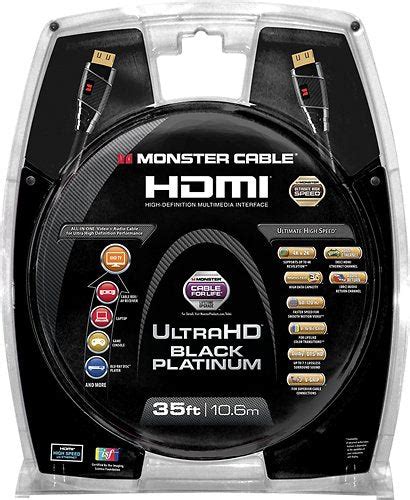 Monster Black Platinum Ultra Hd High Speed Hdmi Cable With Ethernet