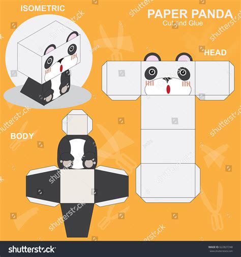 Panda Paper Craft Template Stock Vector Royalty Free 622827248