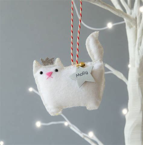 Cat Personalised Christmas Decoration In 2021 Diy Felt Christmas Ornaments Felt Christmas