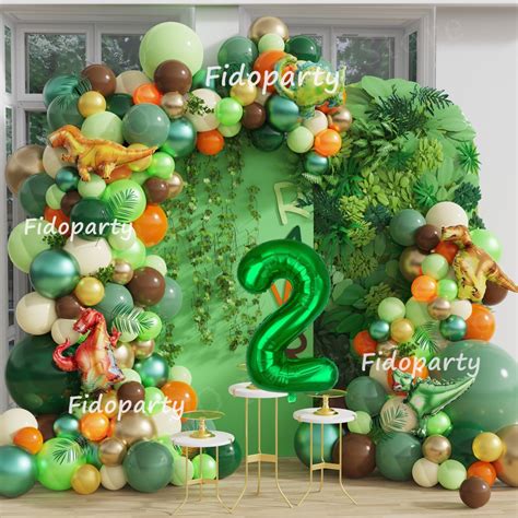 91pcs Dinosaur Balloons Arch Garland Kit Mini Dinosaur Tyrannosaurus