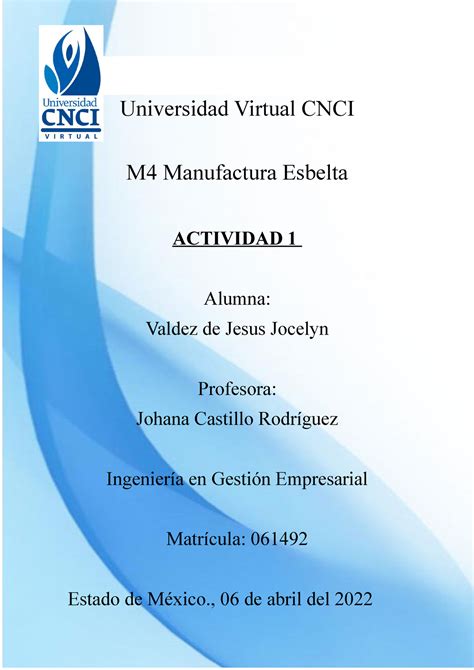 Actividad Manufactura Esbelta Admimistracion Financiera Universidad