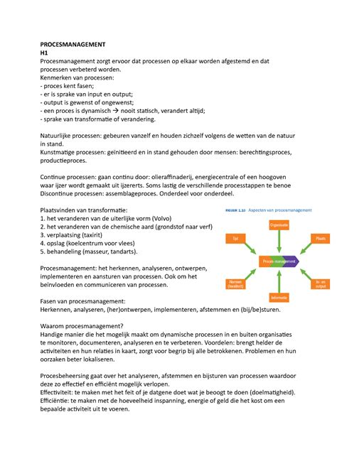 Procesmanagement Samenvatting Hoorcolleges PROCESMANAGEMENT H1