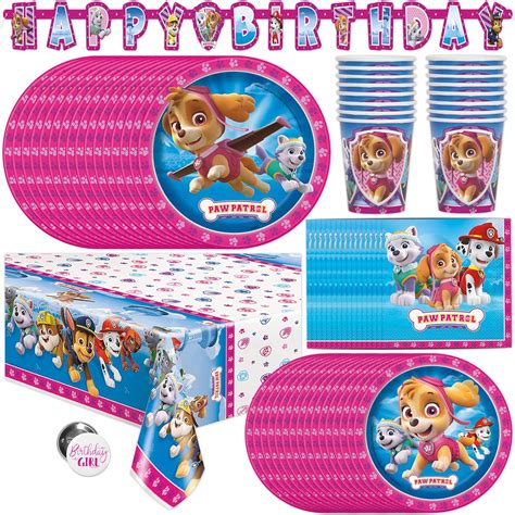 Pink Skye Paw Patrol Partyzubehör und Dekorationen für Mädchen