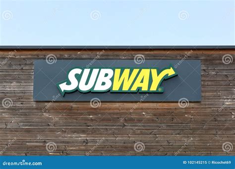 Subway logo on a facade editorial image. Image of food - 102145215