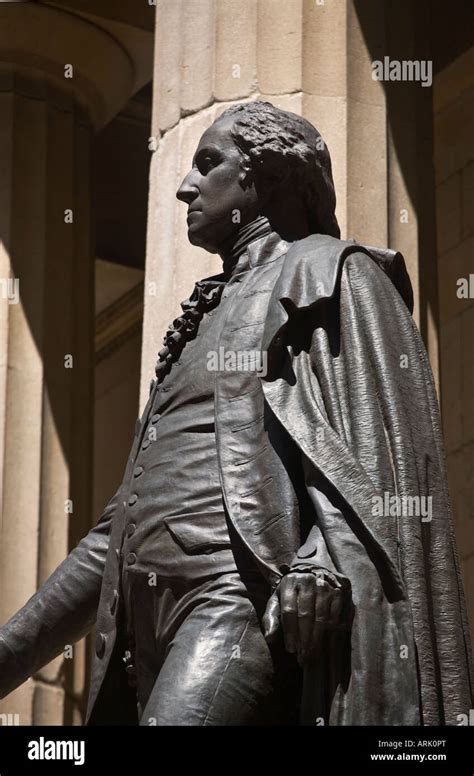 Bronze statue of GEORGE WASHINGTON FEDERAL HALL NEW YORK CITY Stock ...