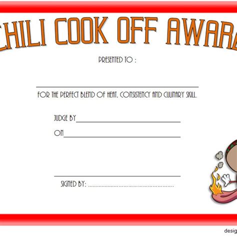 Chili Cook Off Certificate Template FREE (10+ Best Ideas)