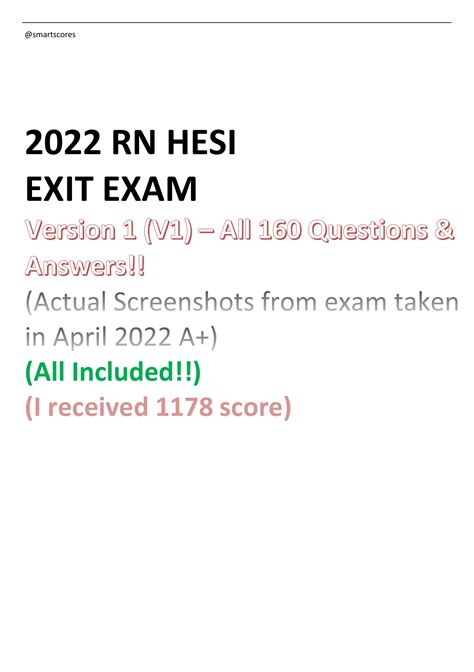 Rn Hesi Exit Exam Version V All Questions Answers