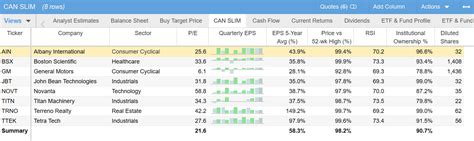 The Can Slim Investment System Stock Rover