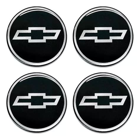 Emblema Adesivo Calota Chevrolet Prata Fundo Preto 48mm