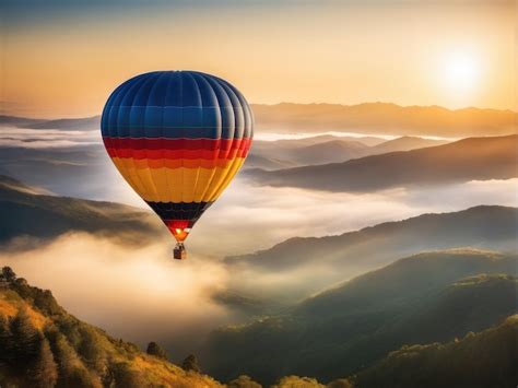 Premium Photo Beautiful Colorful Hot Air Balloon Flying Over Mountain