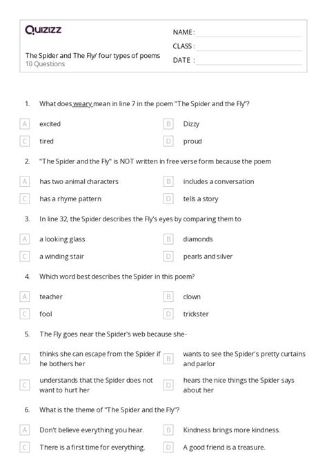 Poems Worksheets For Rd Class On Quizizz Free Printable