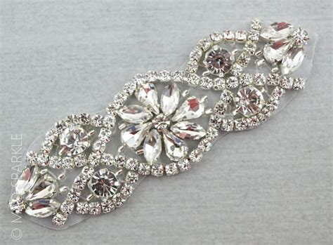 Small Rhinestone Applique Silver Crystal Motif Hotfix Applique