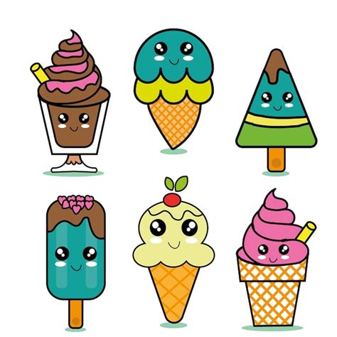 Vector De Helado De Verano Kawaii Vector Premium