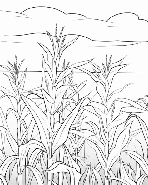 Premium Photo A Drawing Of A Corn Field With A Sky Background