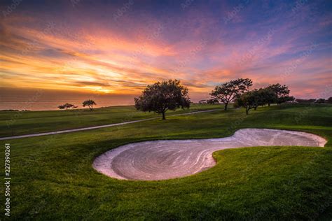 Golf Course Sunset Stock Photo Adobe Stock