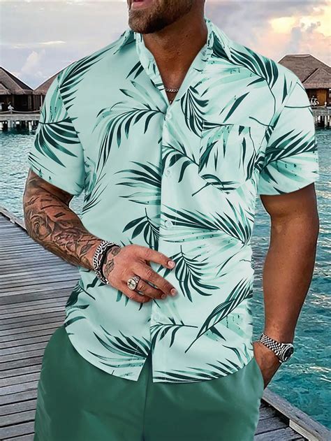 Manfinity Rsrt Men Tropical Print One Pocket Front Shirt Without Tee