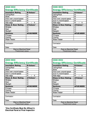 Residential Energy Efficiency Certificate Form Fill And Sign