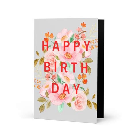 Happy Birthday Flowers Greeting Card - Etsy