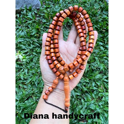 Raya 2024 KAYU 8mm 99 Grain Tube Model Wooden TASBIH Necklace