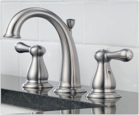 Delta 3575lf Ss Leland Two Handle Widespread Lavatory Faucet Stainless Touch On Bathroom Sink