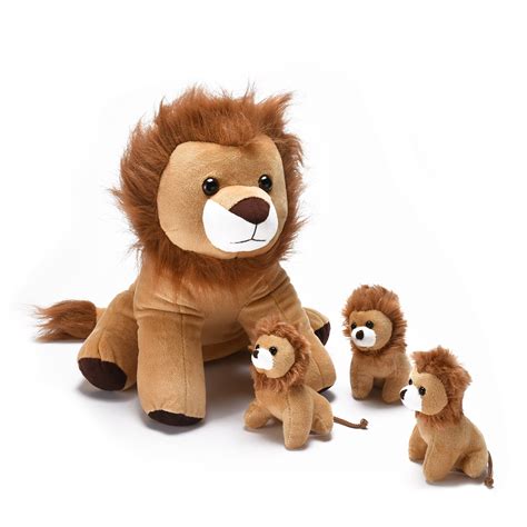 Snug A Babies - Stuffed Lion Plush - Stuffed Mommy Lion with 3 Stuffed