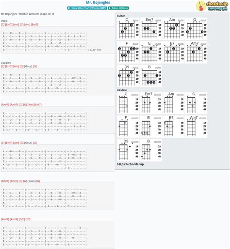 Chord: Mr. Bojangles - Robbie Williams - tab, song lyric, sheet, guitar ...